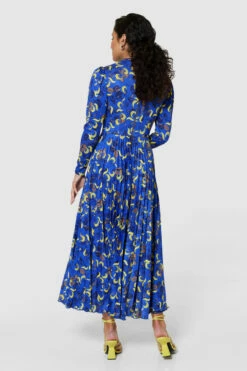Closet London Royal Blue Printed Pleated Dress -Closet London Popular Shop JD9670 ROYALBLUE 1278 60706.1693837299