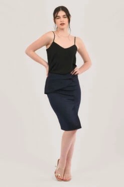 Closet London Navy Twist Pencil Skirt -Closet London Popular Shop JS6694 DSC 7289 10831.1608303344