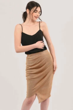 Closet London Brown Pleated Wrap Pencil Skirt -Closet London Popular Shop JS6708 DSC 7331 19073.1608302342