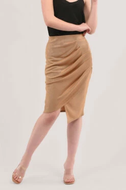 Closet London Brown Pleated Wrap Pencil Skirt -Closet London Popular Shop JS6708 DSC 7336 03472.1633089974