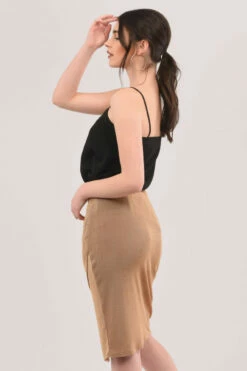 Closet London Brown Pleated Wrap Pencil Skirt -Closet London Popular Shop JS6708 DSC 7339 86993.1608302346