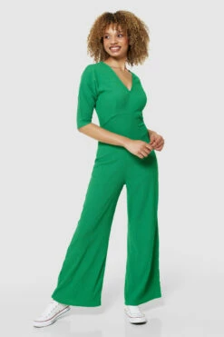 Closet London Emerald Green Wide Leg Jumpsuit -Closet London Popular Shop JT9120 EMERALD 71393 04388.1675350335