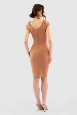 Closet London Camel Gathered Sleeve Panel Dress -Closet London Popular Shop Jd3723 Camel DSC 7081 10458.1649930351