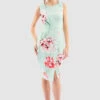 Closet London Green Sleeveless Wrap Floral Print Dress