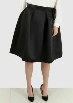 ClosetLondon CurvesSatin Skirt 7 ClosetLondon CurvesSatin Skirt -Closet London Popular Shop PS2579B BLACK TIE WAIST SKIRT 2 81967.1617197779