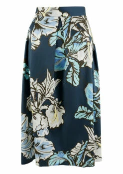 Closet Curves Multi Ivory Print Pleated Hi Low Skirt -Closet London Popular Shop PS853 6 12776.1621864463