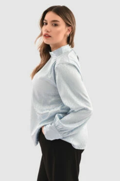 Closet London Curves Blue Gathered Neck Blouse -Closet London Popular Shop Pb6709 Blue DSC 6012 09476.1651057753