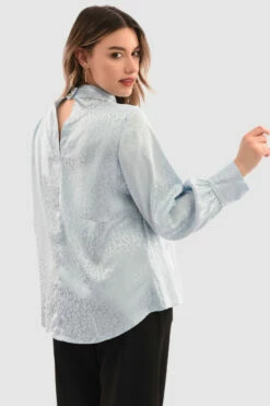 Closet London Curves Blue Gathered Neck Blouse -Closet London Popular Shop Pb6709 Blue DSC 6018 15529.1651057851