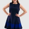 Closet London Curves Navy Seam Detail Band Flared Dress -Closet London Popular Shop Pd1703 Navy DSC 5649 71738.1651055544
