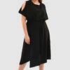 Closet London Curves Black Cold Shoulder Wrap Dress -Closet London Popular Shop Pd3470 Black DSC 5350 87128.1651057571