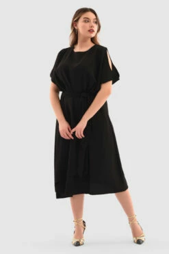 Closet London Curves Black Cold Shoulder Wrap Dress -Closet London Popular Shop Pd3470 Black DSC 5352 14619.1651057572