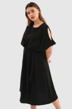 Closet London Curves Black Cold Shoulder Wrap Dress -Closet London Popular Shop Pd3470 Black DSC 5357 14046.1651057525