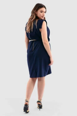 Closet London Curves Navy Cowl Pencil Dress -Closet London Popular Shop Pd3772 Navy DSC 5263 49467.1651055061