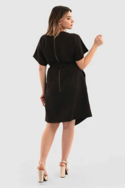Closet London Curves Black Kimono Wrap Mini Dress -Closet London Popular Shop Pd6864 Black DSC 4770 82290.1651053733