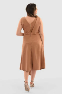 Closet London Curves Brown Draped Front Dress -Closet London Popular Shop Pjd6635 Brown DSC 5422 40705.1651055194