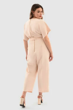 Closet London Curves Beige Wrap Front Jumpsuit -Closet London Popular Shop Pt6865 Beige DSC 5692 86728.1651054164