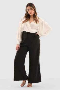 Closet London Curves Black Flared Trouser -Closet London Popular Shop Pt6881 Black DSC 5903 59530.1651054557