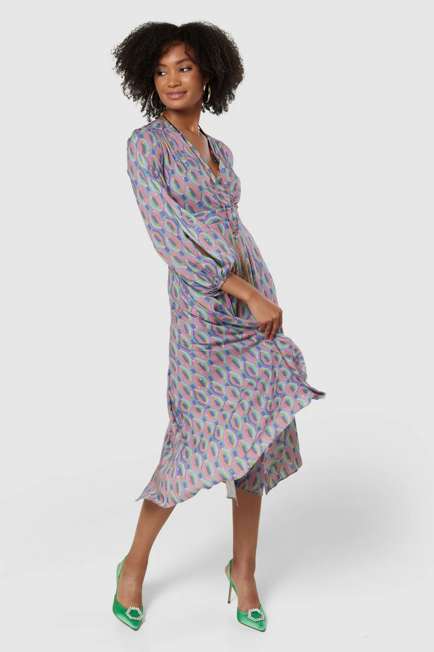 Closet London Purple Multifull Skirt Wrap Midi Dress 6 Closet London Purple Multifull Skirt Wrap Midi Dress - Image 4