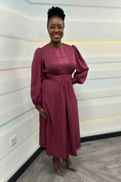 Closet London Purple Maroon Midi A-Line Dress