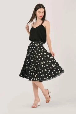 Closet London Black Polka Dot Pleated Skirt -Closet London Popular Shop S6559 DSC 3475 43336.1598978158