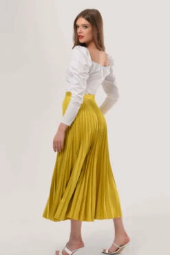 Closet London Yellow Pleated Midi Skirt -Closet London Popular Shop S6629 DSC 1342 45305.1619695066