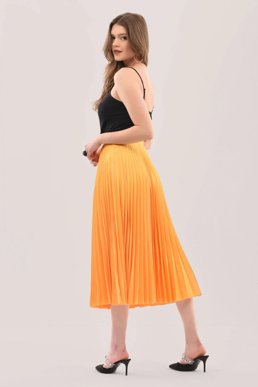Closet London Mustard Pleated Midi Skirt 6 Closet London Mustard Pleated Midi Skirt - Image 4