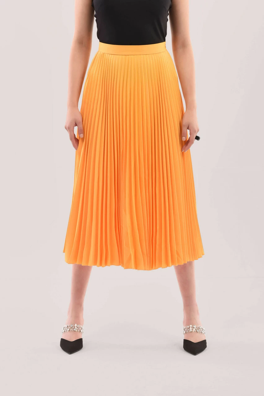 Closet London Mustard Pleated Midi Skirt 4 Closet London Mustard Pleated Midi Skirt - Image 2