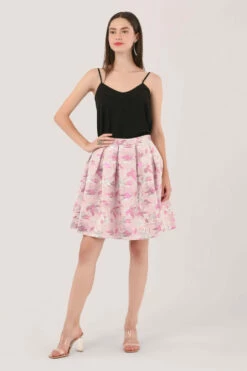 Closet London Pink Jacquard Box Pleat Skirt