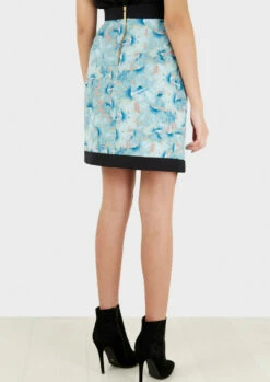 Closet London Wrap Contrast Vintage Print Pencil Skirt -Closet London Popular Shop S858 PRINTED WRAP HEM SKIRT 4 78155.1602747007