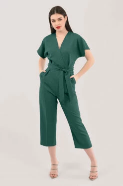 Closet London Green Wrap Over Tie Front Jumpsuit