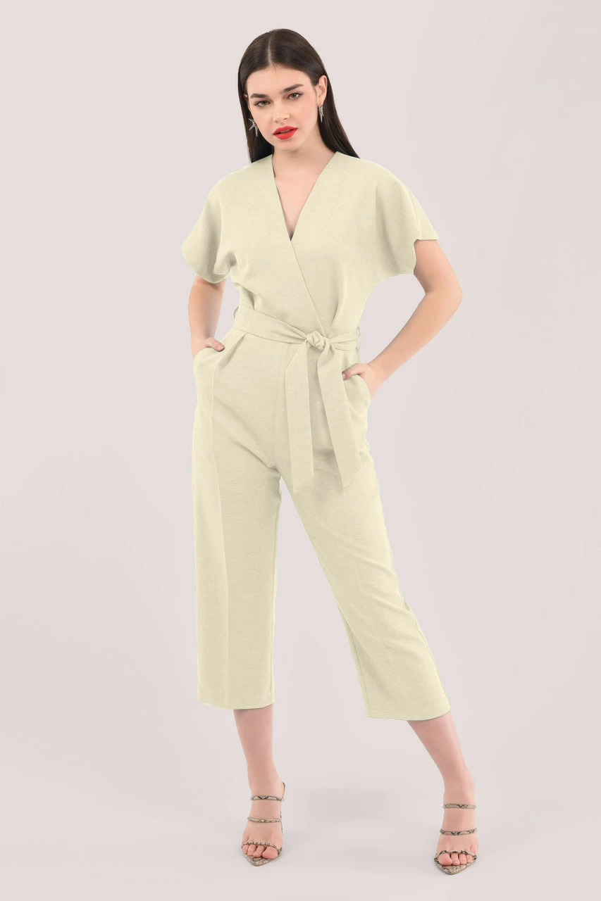 Closet London Ivory Wrap Over Tie Front Jumpsuit 3 Closet London Ivory Wrap Over Tie Front Jumpsuit