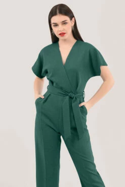 Closet London Green Wrap Over Tie Front Jumpsuit -Closet London Popular Shop T5143 DSC 5187 cropped 3 91634.1660749422