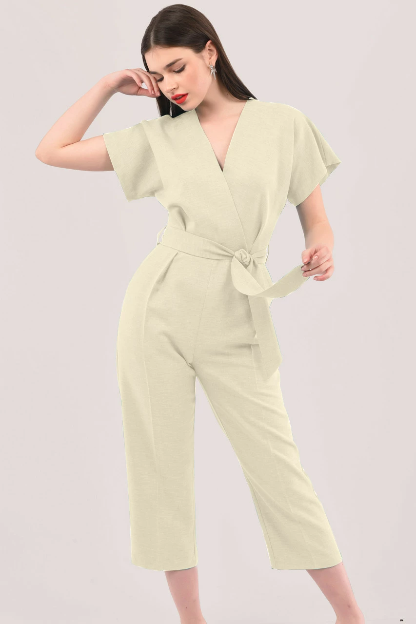 Closet London Ivory Wrap Over Tie Front Jumpsuit 4 Closet London Ivory Wrap Over Tie Front Jumpsuit - Image 2