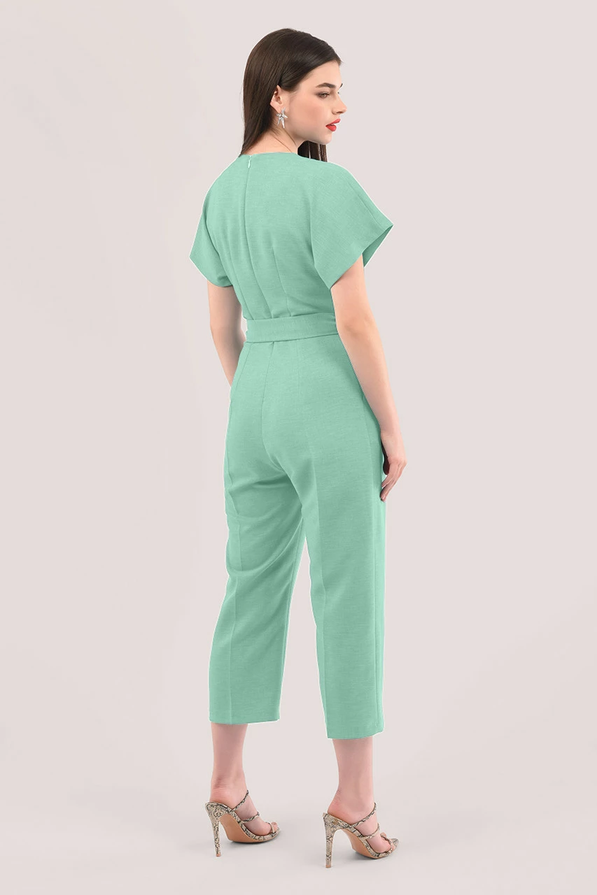 Closet London Sage Green Wrap Over Tie Front Jumpsuit 6 Closet London Sage Green Wrap Over Tie Front Jumpsuit - Image 4