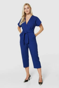 Closet London Petite Navy BlueWrap Jumpsuit