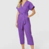 Closet London Purple WrapNeck CroppedJumpsuit -Closet London Popular Shop T5143 PURPLE 1780 28596.1678448299