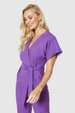 Closet London Purple WrapNeck CroppedJumpsuit -Closet London Popular Shop T5143 PURPLE 1795 26089.1678448289