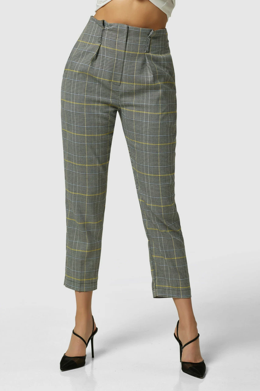 Closet London Black Dog Tooth Print Paper Bag Trousers 3 Closet London Black Dog Tooth Print Paper Bag Trousers