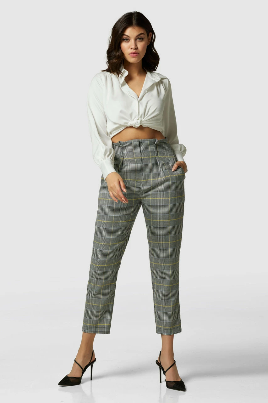 Closet London Black Dog Tooth Print Paper Bag Trousers 4 Closet London Black Dog Tooth Print Paper Bag Trousers - Image 2