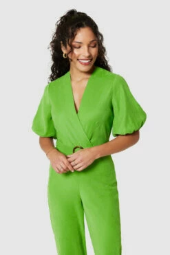 Closet London Pleated Green Wrap Top Jumpsuit -Closet London Popular Shop T6186 GREEN 1344 28354.1686749671
