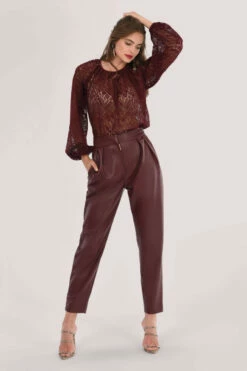 Closet London Maroon Red Pleated Trouser