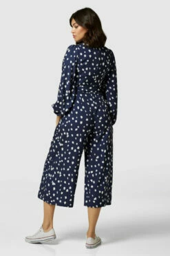 Closet London Navy Blue Wrap Wide Leg Print Jumpsuit -Closet London Popular Shop T6459 3563 25706.1633955008