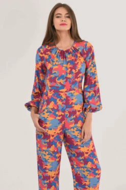 Closet London Pink Gathered Neck Print Jumpsuit -Closet London Popular Shop T6652 DSC 0421 66090.1611584443