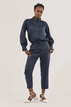 Closet London Navy Elasticated Waist Trousers -Closet London Popular Shop T6730 DSC 4892 97092.1616411163