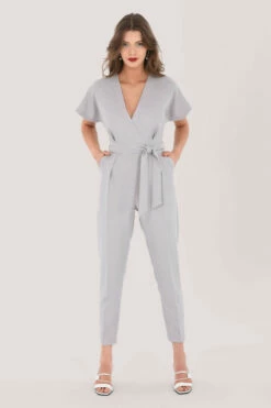 Closet London Grey Pleated Wrap Jumpsuit -Closet London Popular Shop T7031 DSC 2296 57622.1633090144