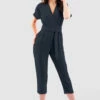 ClosetLondon Navy Wrap Tie Belt Jumpsuit