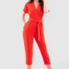 ClosetLondon Orange Wrap Tie Belt Jumpsuit -Closet London Popular Shop T7084 Orange DSC 6784 71247.1649779483