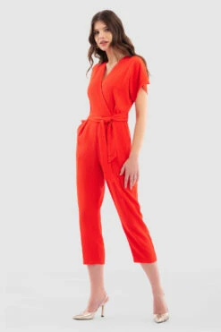 ClosetLondon Orange Wrap Tie Belt Jumpsuit -Closet London Popular Shop T7084 Orange DSC 6790 54979.1649779483
