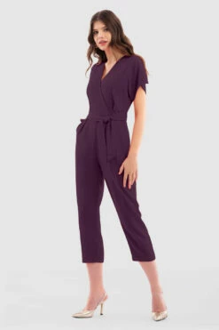 Closet London Purple Wrap Tie Belt Jumpsuit -Closet London Popular Shop T7084 Orange DSC 6790 54979 87284.1664535225