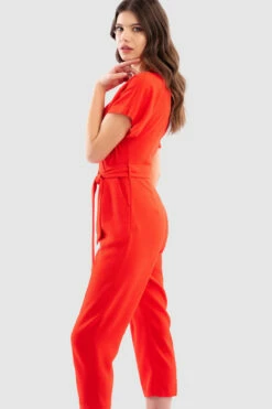 ClosetLondon Orange Wrap Tie Belt Jumpsuit -Closet London Popular Shop T7084 Orange DSC 6804 33987.1649779484